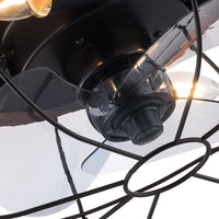 18 Inch Ceiling Fan with Light, Black and Wood Color Ceiling Fan Light with Remote Control, Flush Mount Ceiling Fan Light