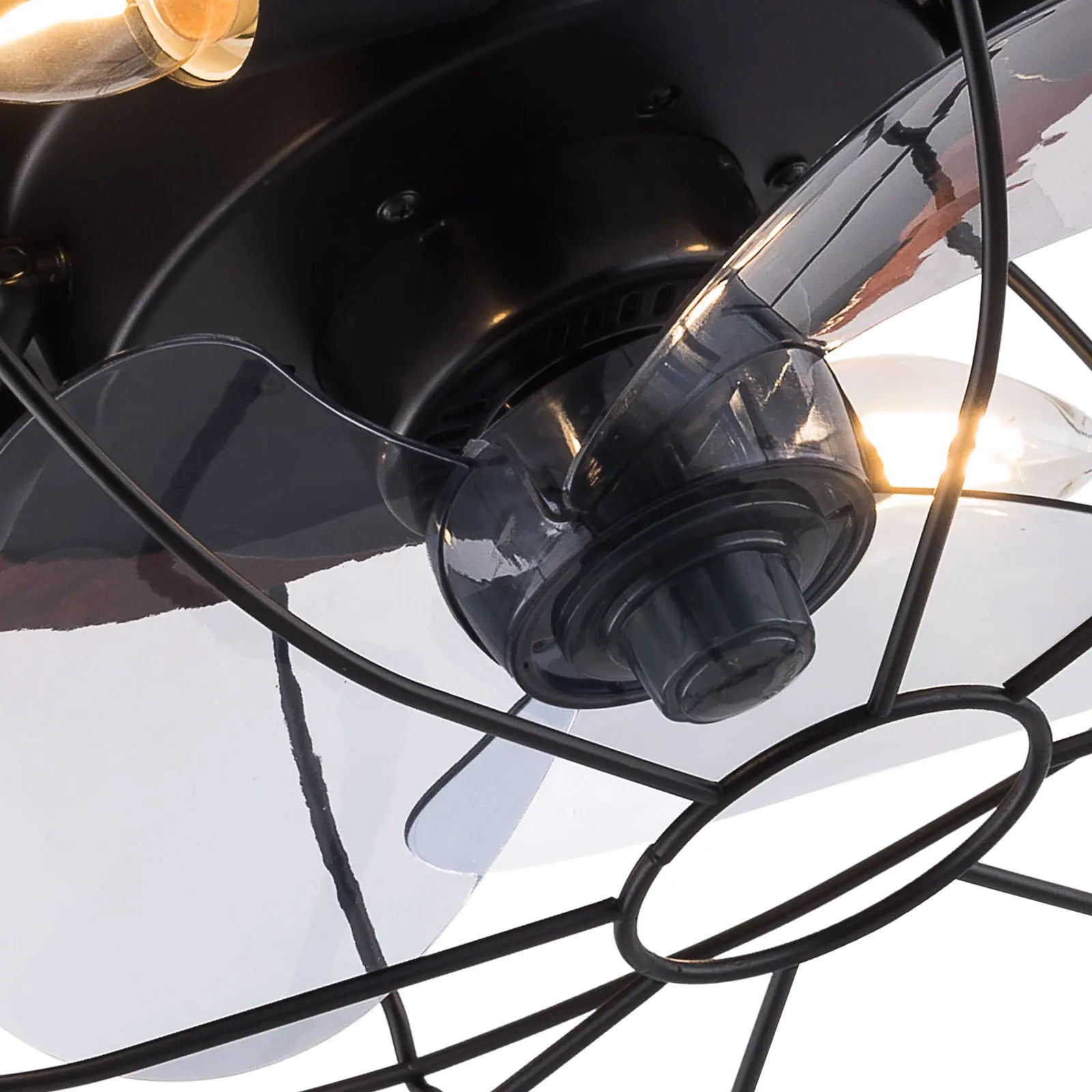 18 Inch Ceiling Fan with Light, Black and Wood Color Ceiling Fan Light with Remote Control, Flush Mount Ceiling Fan Light