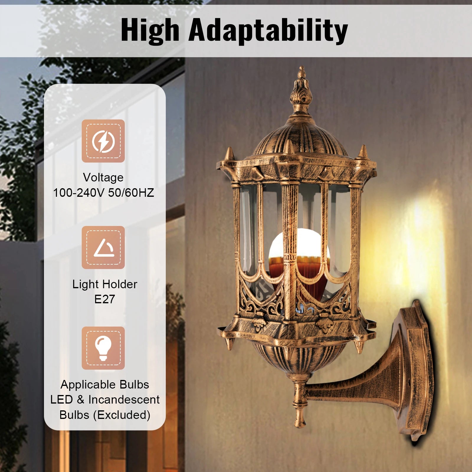 Bymaocar E27 Antique Simple Wall Lamp Sconce Porch Lamp Garden Indoor & Outdoor Exterior Classic Cage Design Decor Wall Light