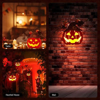 10 inch Lighted Big JackOLantern with Maple Leaves Berries Twigs Witch's Hat BatteryOperated Premium Wood Pumpkin with Timer fo