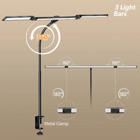 3-head Eye Caring Architect Lamp with Clamp Computer Monitor Gooseneck Smart Light 5 Color Flexible Table Lamp for Home Office