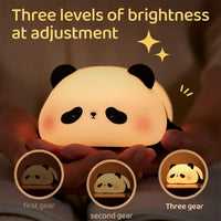 Cute Panda LED Night Lights Lion Silicone Sleeping Lamp USB Rechargeable Timing Bedside Baby Nightlights For Birthday Gift