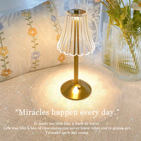 Crystal Table Lamp Rechargeable 3 Colors Portable Gold Metal Beside Lamp 2000mAh Battery Operated Dimmable Touch Light