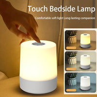 Touch Night Lamp USB LED Lamp Touch Control Switch Rechargeable Three Colors Lights Bedroom Portable Table Bedside Night Lamp