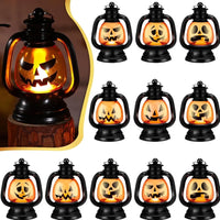 12 Pcs Halloween Mini Pumpkin Lantern 3.54 Inch Jack O Lantern Table Centerpiece with Flickering LED Candle for Indoor Outdoor