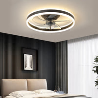 ARLGSITE Low Profile Ceiling Fans with Lights and Remote, Fandelier Ceiling Fan Flush Mount，Black Modern Smart Ceiling Fans