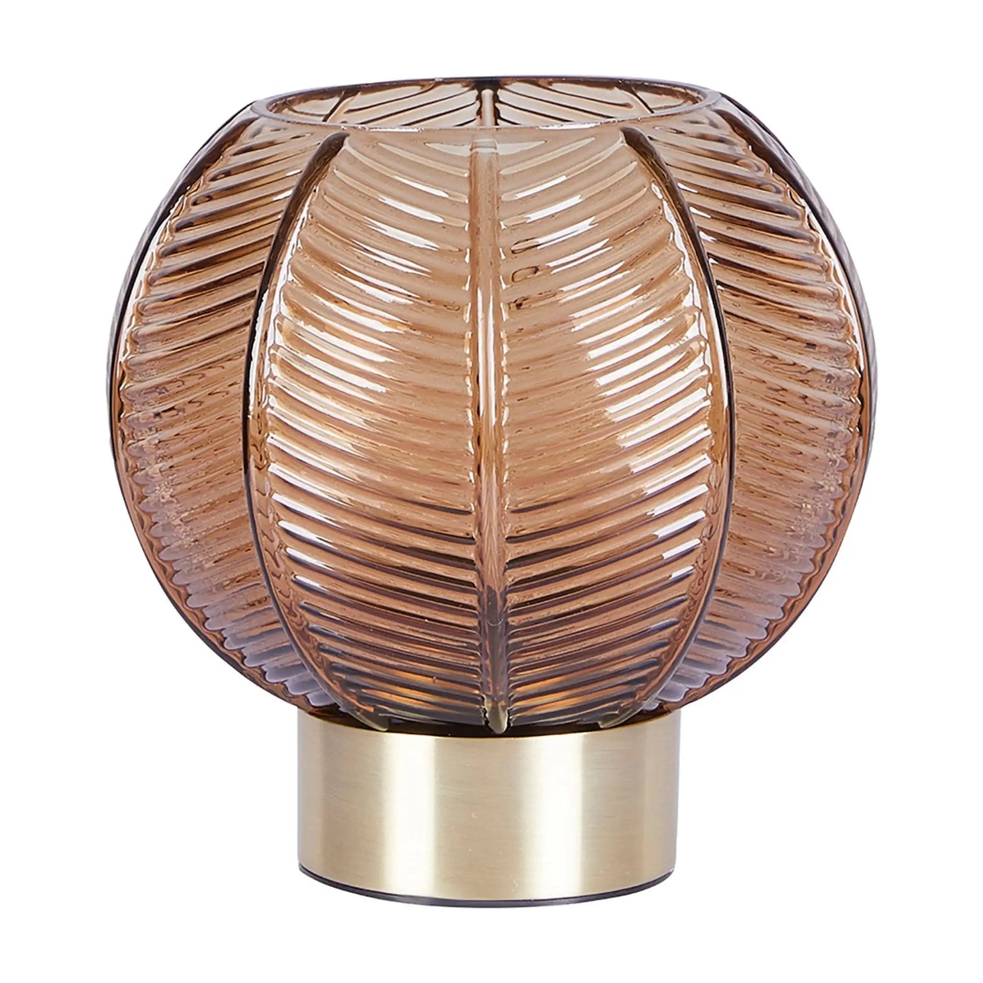 6” Gold Table Lamp with Ribbed Glass Shade