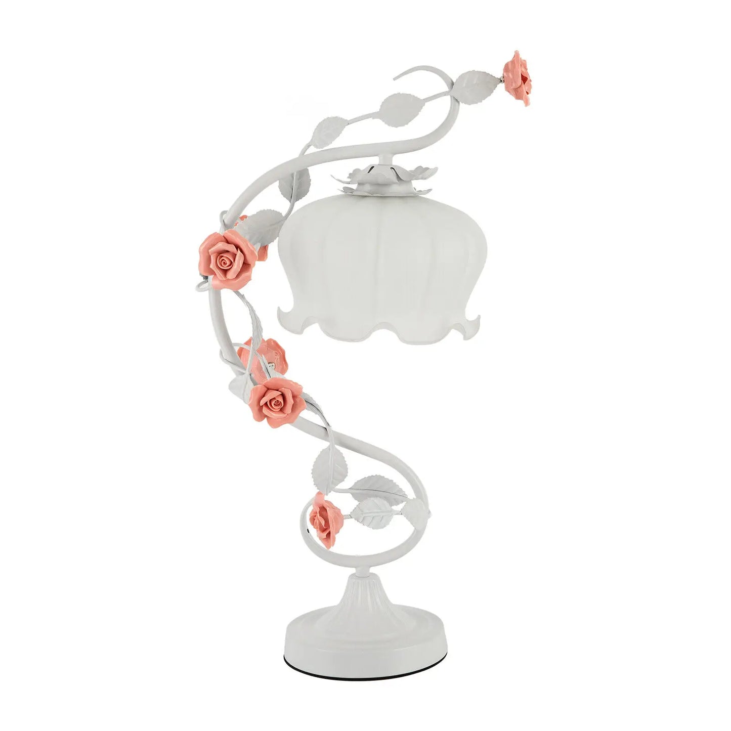 60W Flower Table Lamp E26 Glass Lampshade Lily Shaped Green Bedside Desk Light Gorgeous Ornament