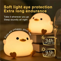 GGbingo Rechargeable Night Light LED Cartoon Animal Silicone Lamp for Kids Touch Sensor Timer USB Children's Room Dec