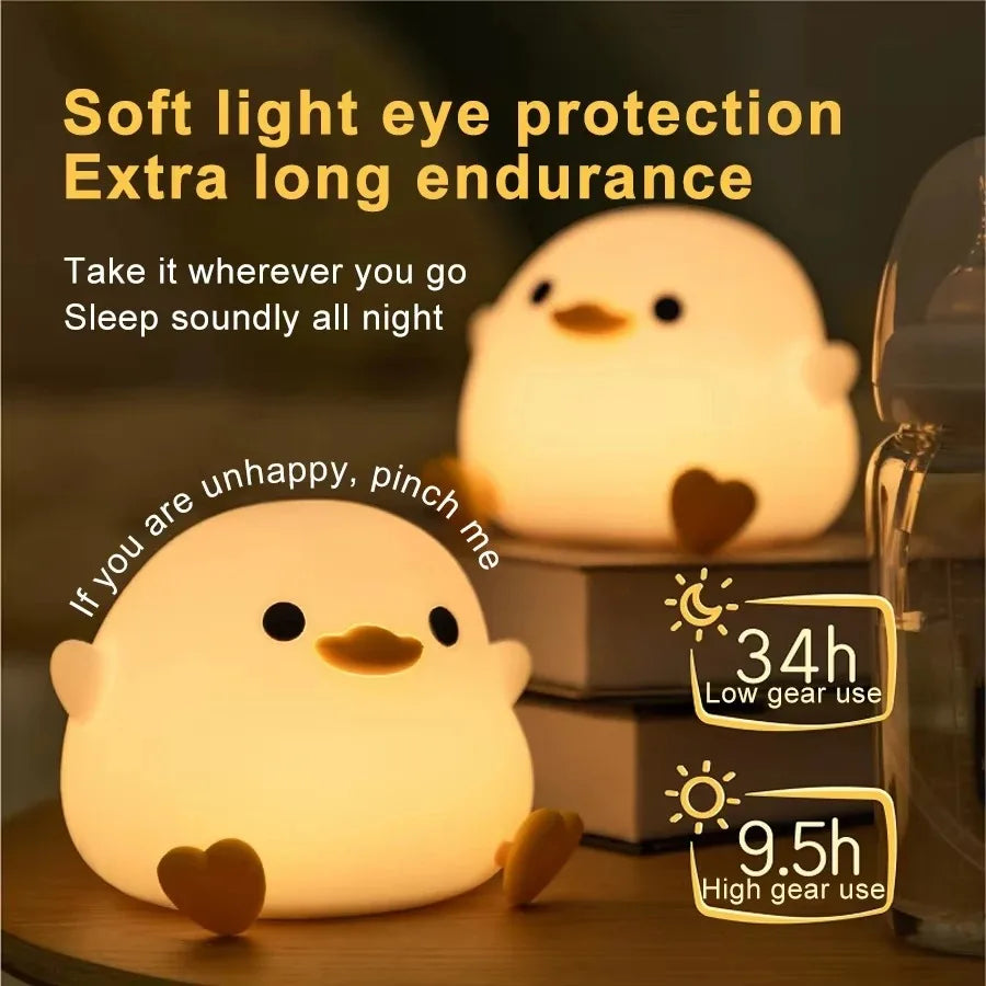 GGbingo Rechargeable Night Light LED Cartoon Animal Silicone Lamp for Kids Touch Sensor Timer USB Children's Room Dec