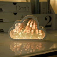 1pc Handmade DIY Clouds Tulip Lamps LED Night Light Mirror Table Lamps Bedroom Ornaments Decoration Flower Sea Atmosphere Lamp