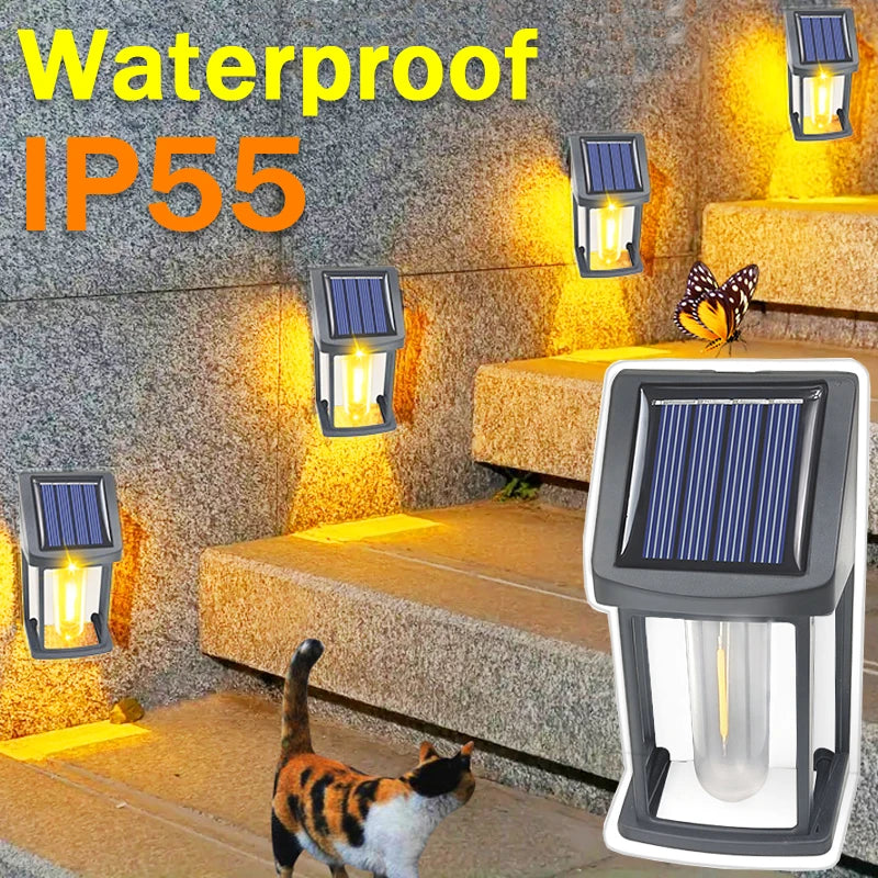 4/8PCS Outdoor Solar Tungsten Wall Lights IP55 Waterproof LED Safety Lamp Patio Yard Decorative Lamp Automatic Light Up At Night