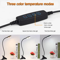 LED Ring Clamp Lamp 3-Level Color Temperature Adjustable USB 360° Rotatable Gooseneck for Nail Reading Desk Eye Protection Light