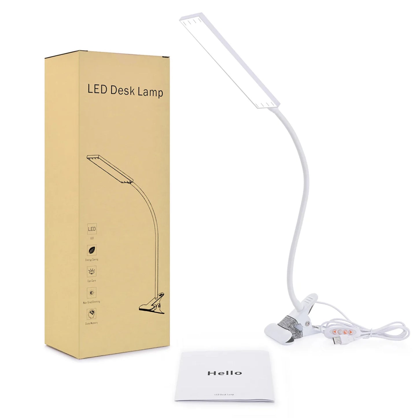 5W LED Clip on Desk Lamp with 3 Modes 11 Brightness  2M Cable Dimmer 14 Levels Clamp Table Lamp