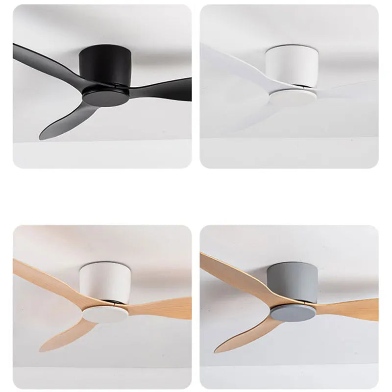 42 52 Inch Ceiling Fans No Light DC Motor Remote Control Cooling Fans Lamp Low Floor Ceiling Fan White wood Black Color FANS