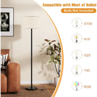 60'' Modern Floor Lamp with Beige Shade and Black Pole for Living Room Bedroom Office Dining Room Tall Standing Lamp with Elega