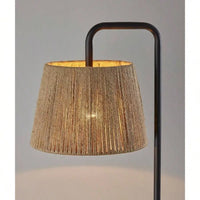 Black Metal Floor Lamp with Rope Shade Transitional Styling for Office and Dorms New