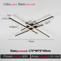 Black chandelier square bedroom lamps living room lamp led ceiling lamp Nordic minimalist creative led ceiling lamp strip lights