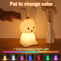 Bunny Lamp Cute Rabbit Lamp Color Changing Silicone Lamp Animal Lamp Rechargeable Night Light Toddler Night Light For Special