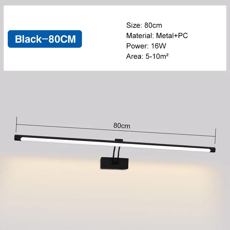 Black Rotatable LED Wall Lamps Dressing Table Make-up Mirror Front Lights Bathroom Corridor Picture Light AC85-265V Wall Sconce