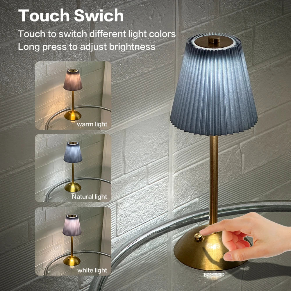 Cordless Table Lamp Wireless Bedside Lamp USB Rechargeable Dimmable Sleeping Light Touch Control for Restaurant Bar Coffee Shop