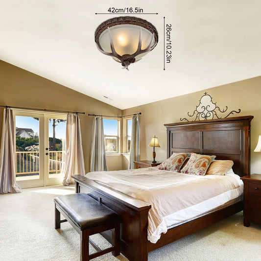 Antler Chandelier Vintage Resin Ceiling Light Fixture Rustic Farmhouse Lighting for Living Room Bedroom Dining Decor