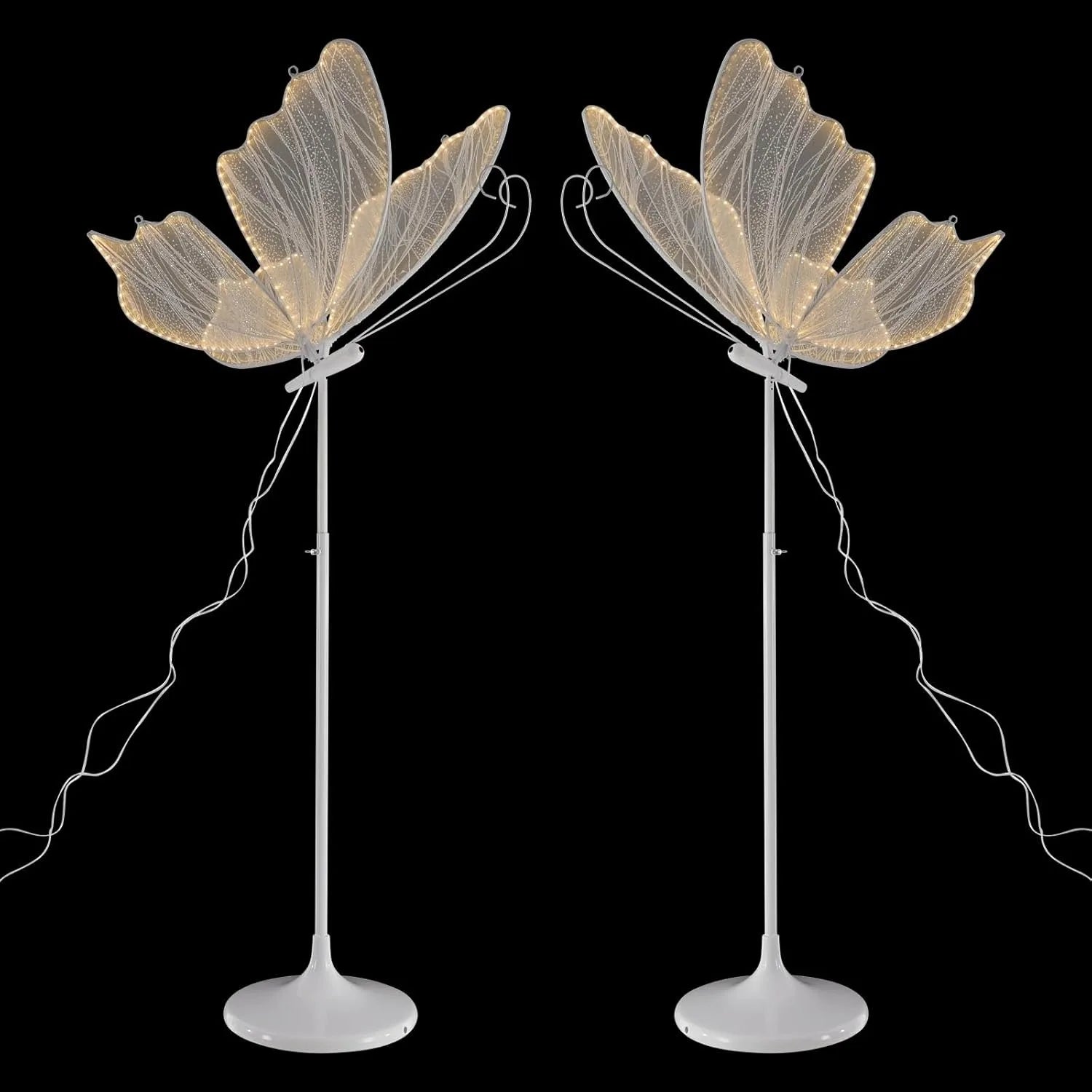 BYMAOCAR 2PCS Wedding Butterfly Floor Lamp LED Butterfly Ceiling Lamp for Wedding Party 57.5-70.1in Adjustable Height