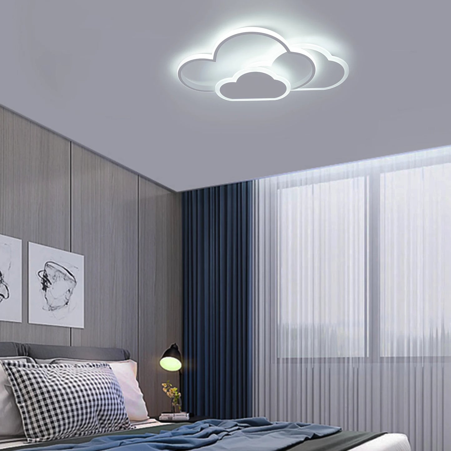 Cloud Shape LED Ceiling Light Fixture Modern 3-Color Lighting Acrylic Ceiling Lamp for Living Room Bedroom Kid's Room 52x31cm