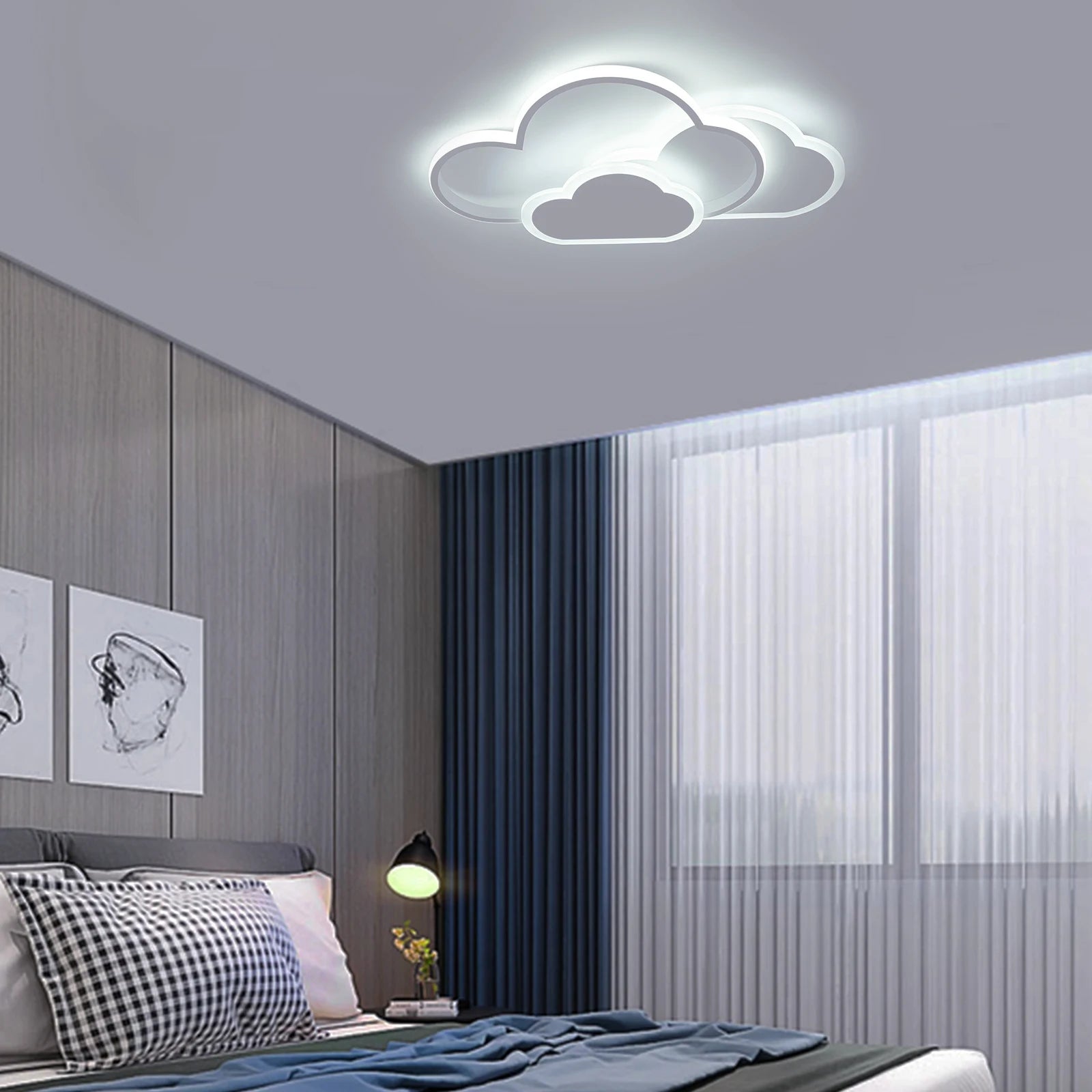Cloud Shape LED Ceiling Light Fixture Modern 3-Color Lighting Acrylic Ceiling Lamp for Living Room Bedroom Kid's Room 52x31cm