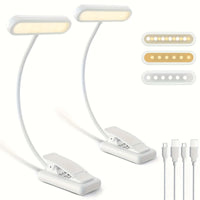 1 pcs USB Rechargeable Book Light 3 Color Adjustable LED Reading Lamp with Clamp Eye-Care Night Light for Bed, Study Desk