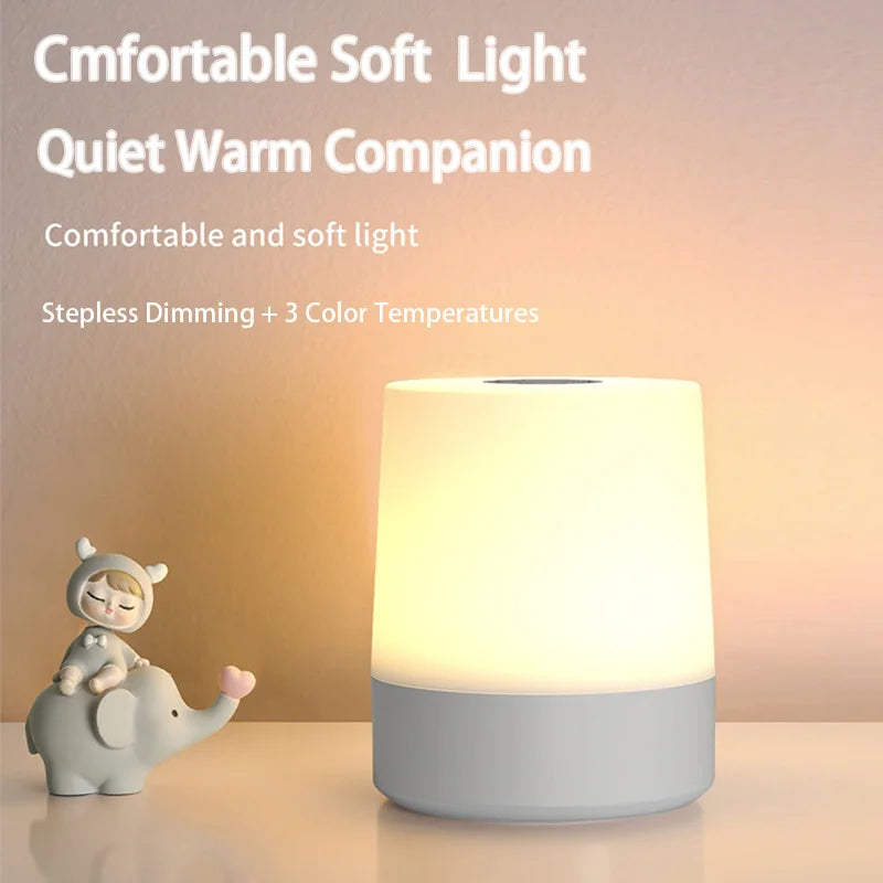 Touch Night Lamp USB LED Lamp Touch Control Switch Rechargeable Three Colors Lights Bedroom Portable Table Bedside Night Lamp