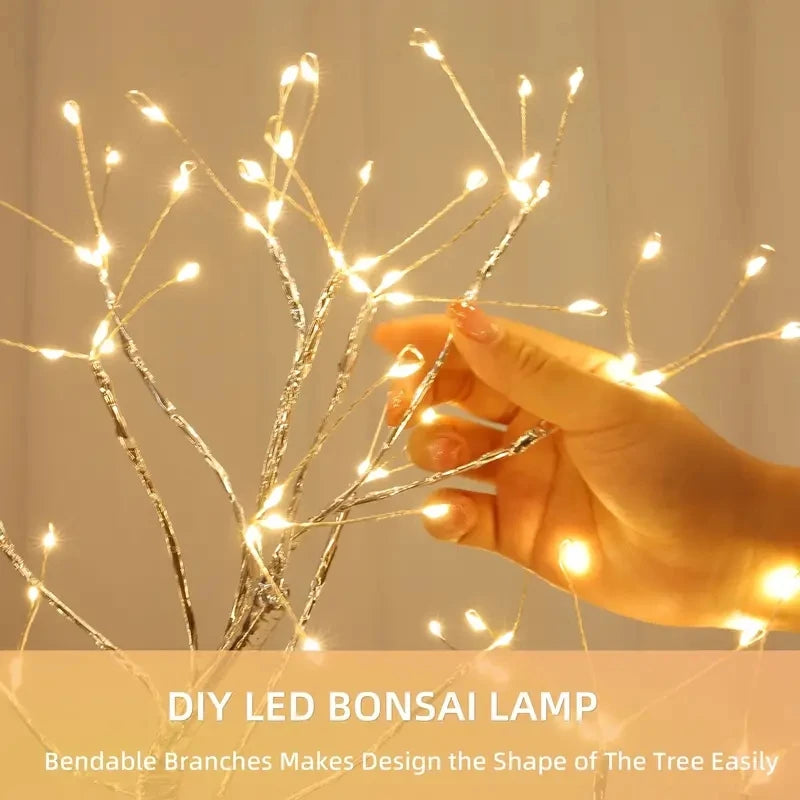 108 LED Tabletop Bonsai Tree Light With Remote Night Light Shimmer Tree Lamp For Christmas Valentine's Home Decoration