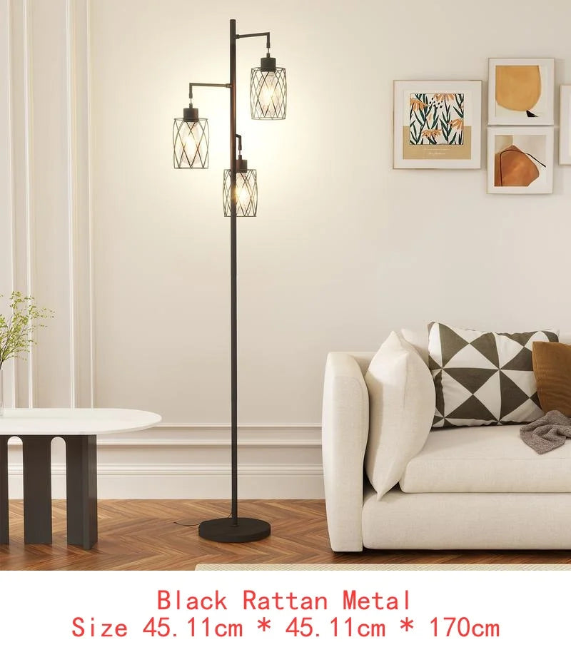67" Tree-Shaped Floor Lamp with 3 Lights, Glass Shade, Foot Switch, Modern Design for Living Room Lighting