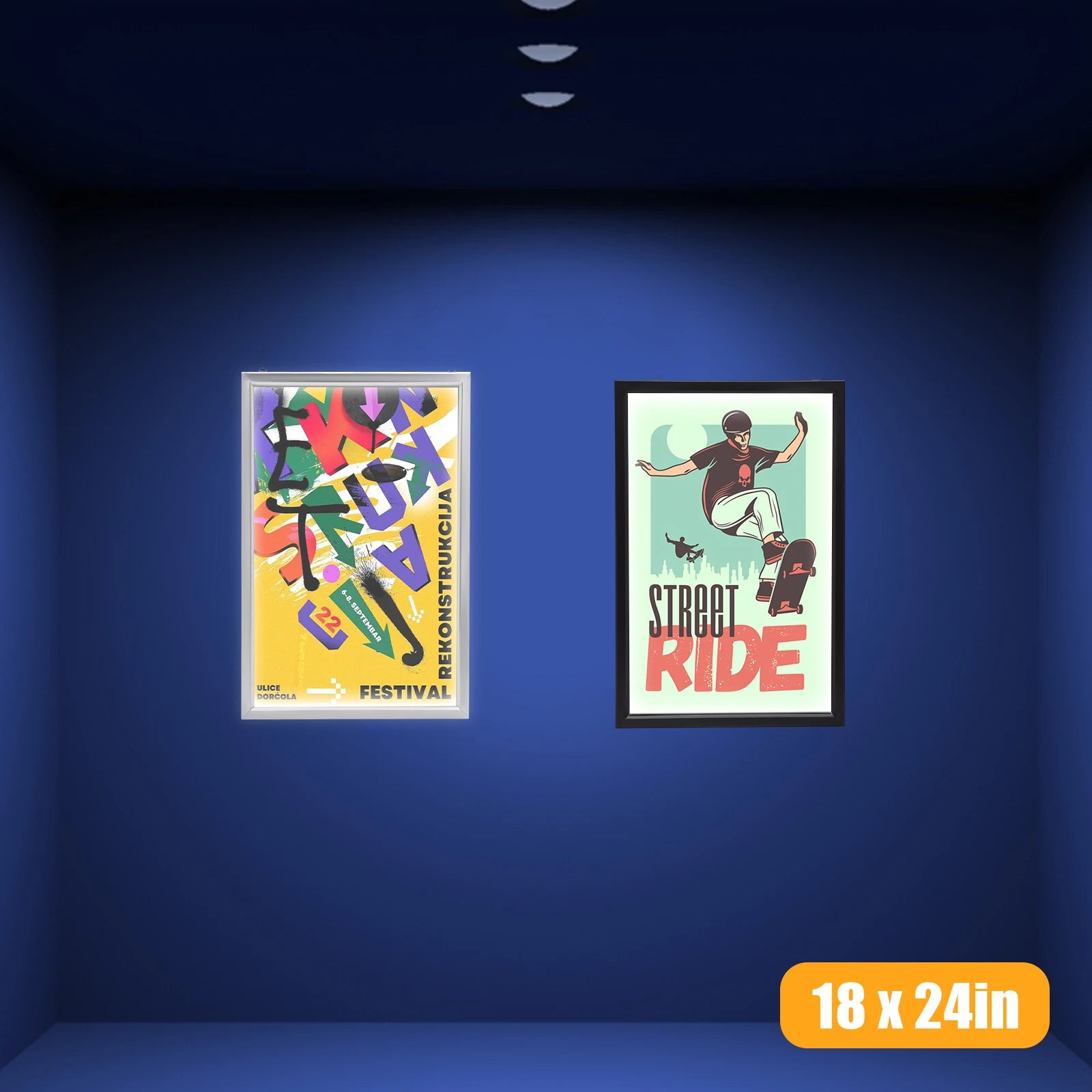 24 x 36 Inch LED Movie Poster Frame Home Theater Wall Mounted Advertising Picture Frame Display Led Light Box Sign Advertising