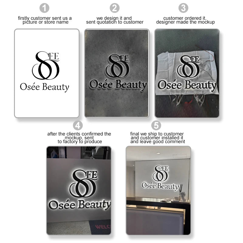 Custom Business Sign Large Illuminated Logo Metal 3D LED Letter Durable LED Backlit Signage Name Outdoor Shop Door Head