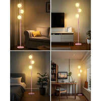 60IN Dimmable Pink Floor Lamp with Stepless Dimming Feature and 3Pcs G9 3000K Warm White Bulbs Modern Mid Century Style Standin