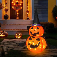 3FT Halloween Collapsible Pumpkin Decoration with 50 LED PopUp Pumpkin Lamp and Star Cap PlugIn JackOLantern with Durable Metal