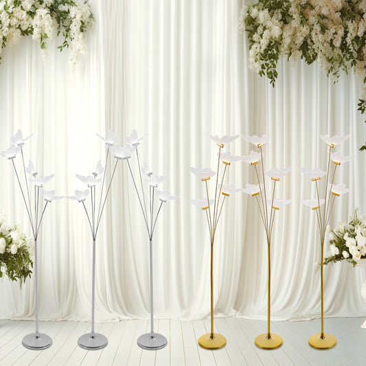 110V 3Pcs Gold/Silver LED Butterfly Standing Lights, Freestanding Landscape Atmos0phere Lamp For Weddings, Parties, Stages, etc