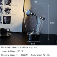Novelty Clear Glass Table Lamp USB Charging Warm Light 3000K For Hotel Bedroom Parlor Art Deco Creative Desk Light