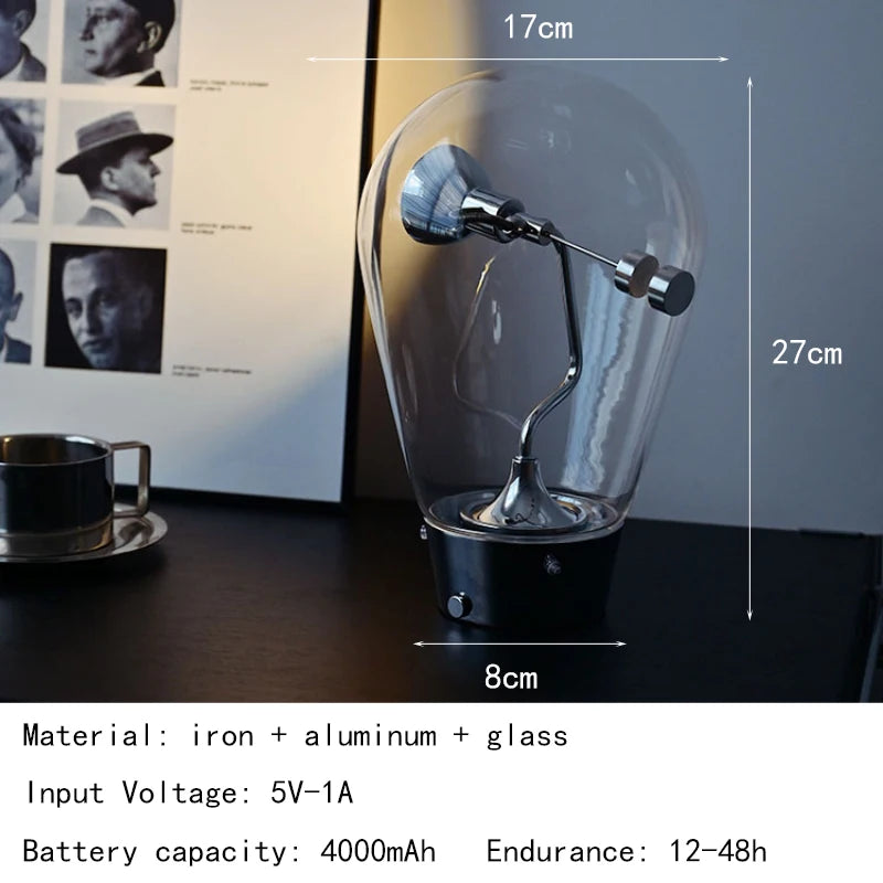 Novelty Clear Glass Table Lamp USB Charging Warm Light 3000K For Hotel Bedroom Parlor Art Deco Creative Desk Light