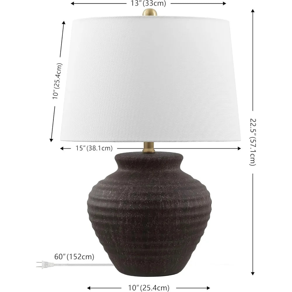 23-inch LED Ceramic Table Lamp with Dark Brown Finish, Included LED Bulb, Modern Lighting Collection