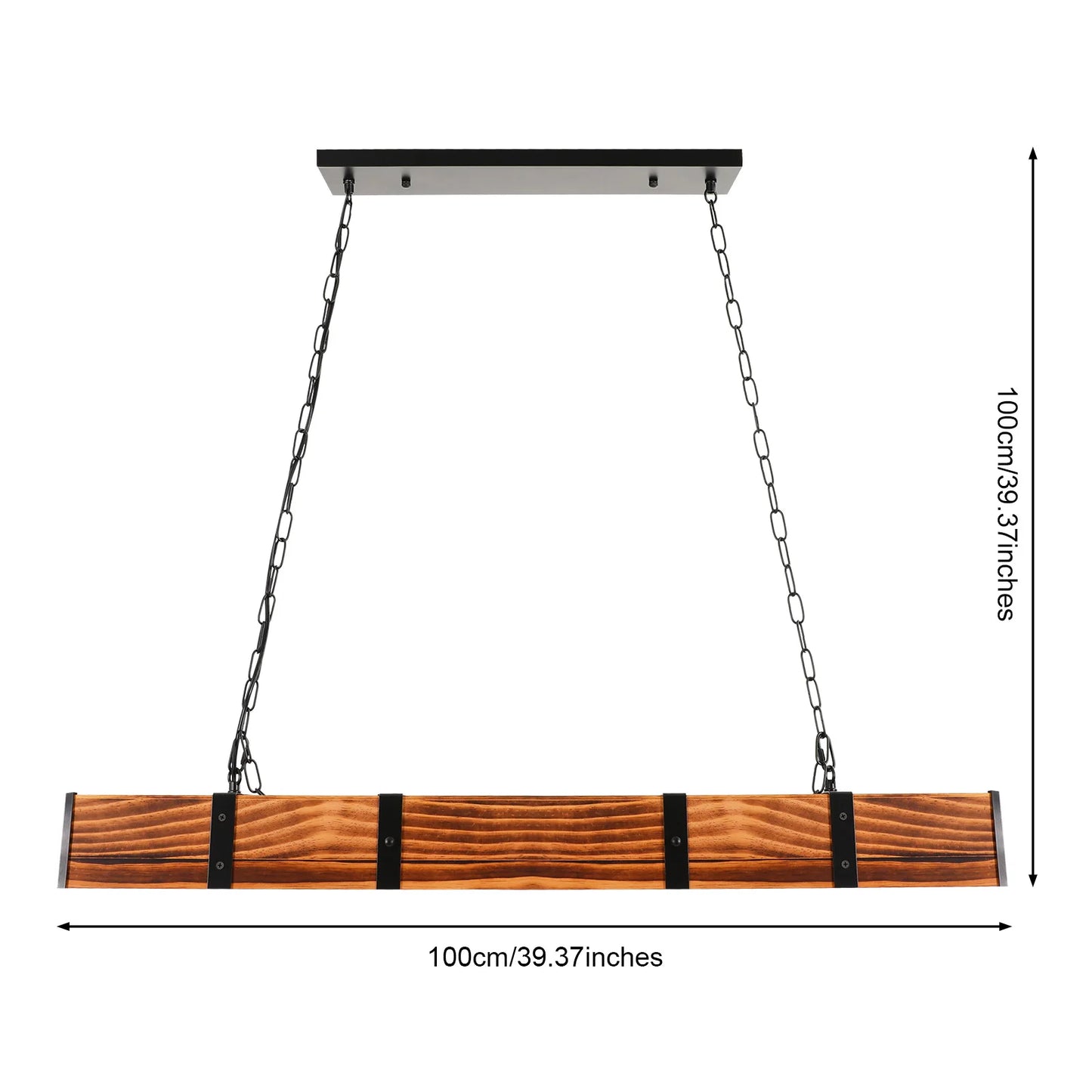 Ceiling Light Vintage Rustic Lamp Wood Beam Farmhouse Chandelier Pendant Lamp US