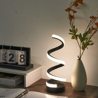 1PC Simple Spiral External Emitting Bright Desktop Desk Lamp, USB - Three-color Lighting, Suitable for Living Room and Bedroom D