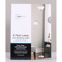 72 Inch Modern Floor Lamp with Adjustable Reading Light 3 Way Rotary Switch Plastic Shades Living Room Bedroom Office