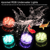 4pcs/Set LED RGB Lights Waterproof Remote Control Underwater Lamp Wedding Party Vase Decor