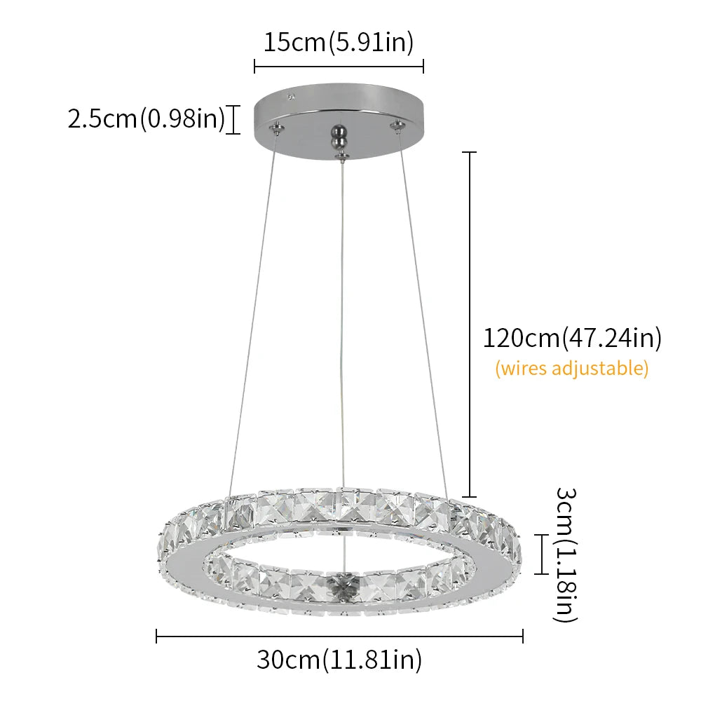 Crystal Circle Pendant Light Modern Indoor Lighting Ceiling Chandeiler Lamp Living Room LED Tricolored Hanging Lamps Luxury Flus