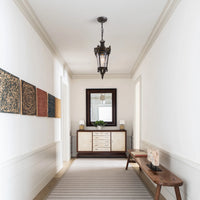 Antique Crown Outdoor Hanging Lantern, Waterproof Vintage Pendant Light with Ornate Metal Design and Clear Glass (No bulb)