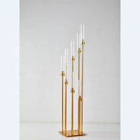 2/4/5/10pcs 8 Heads Metal Candelabra Candle Holders Road Lead Table Centerpiece Gold Candelabrum Stand Pillar Candlestick weddin