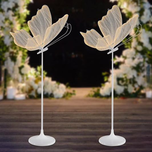 BYMAOCAR 2PCS Wedding Butterfly Floor Lamp LED Butterfly Ceiling Lamp for Wedding Party 57.5-70.1in Adjustable Height