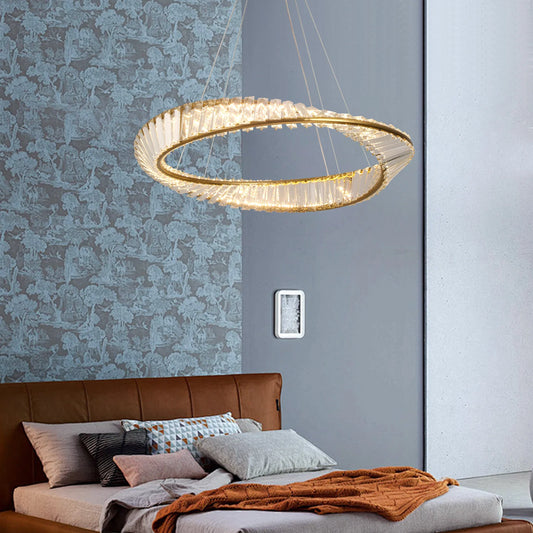 Crystal Circle Pendant Light Modern Indoor Lighting Ceiling Chandeiler Lamp Living Room LED Tricolored Hanging Lamps Luxury Flus